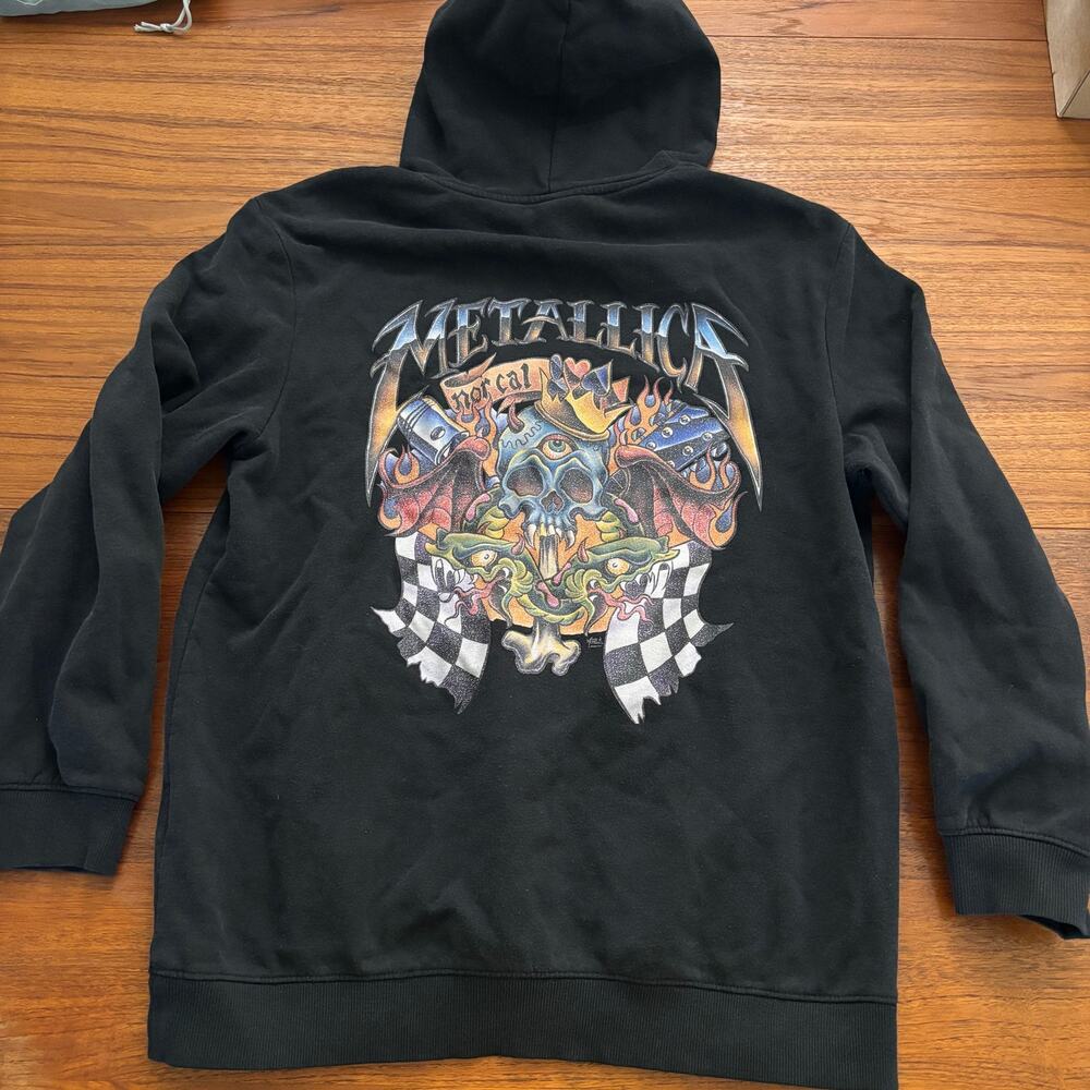 H&M x Metallica Black graphic print hoodie size L